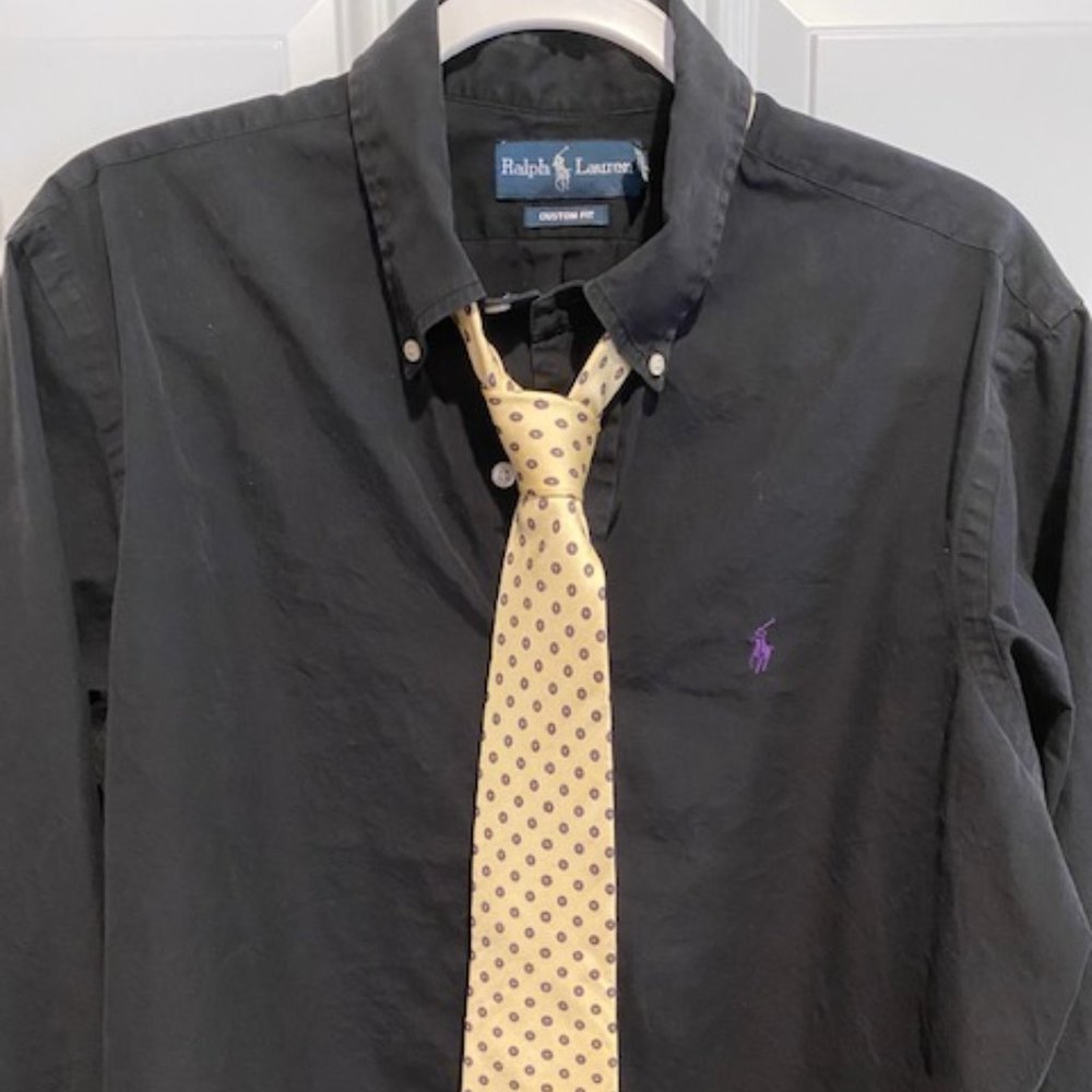 Ralph Lauren Polo Black button down includes tie bundle